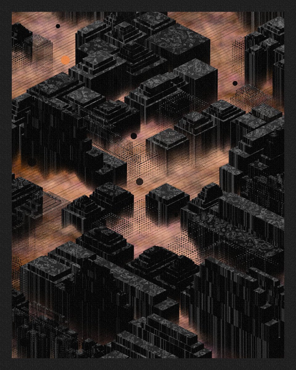 When I see algorithmic art in IRL #2 Manhattan from One World Observatory, Jun 2024 Phantoms #324 by @alt_escapism on @fx_hash_