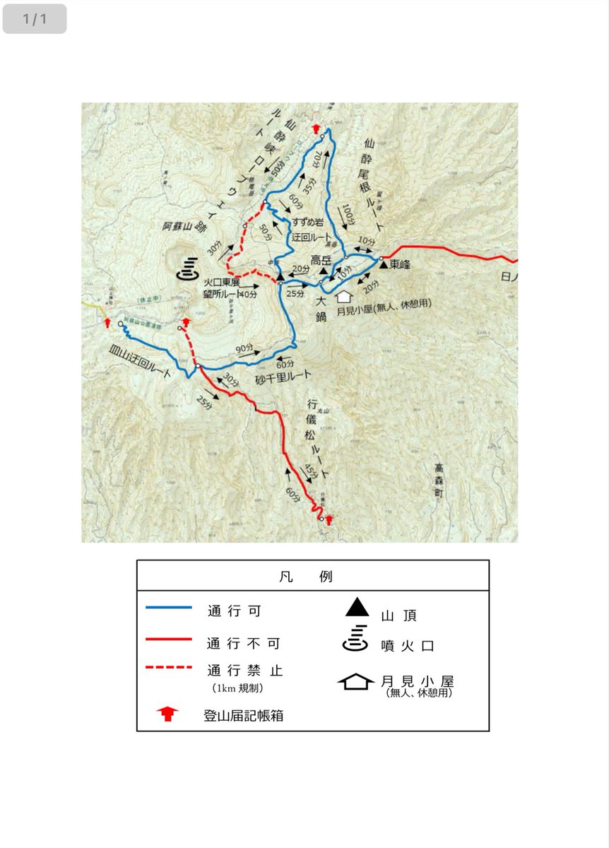 【速報】
5月29日、阿蘇山 高岳、中岳登山の臨時規制が一部解除されました‼️

皿山迂回ルート、すずめ岩迂回ルート、仙酔尾根(バカ尾根)ルートは通行可能です🙆‍♂️

pref.kumamoto.jp/site/kenhoku/1…

#阿蘇
#阿蘇山
#阿蘇中岳
#阿蘇高岳