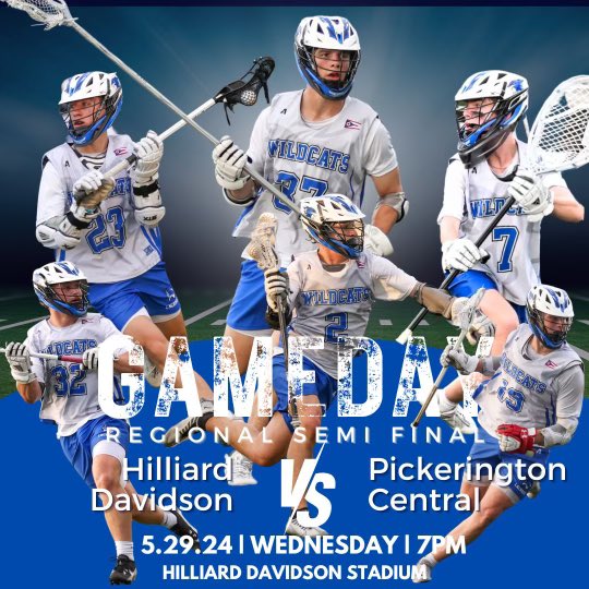 G A M E D A Y 🐾
🥍 Region 3 Semi Final
🆚 Pickerington Central 
⏰ 7PM
📍Hilliard Davidson Stadium
🔗 for tix -ohsaa.org/tickets