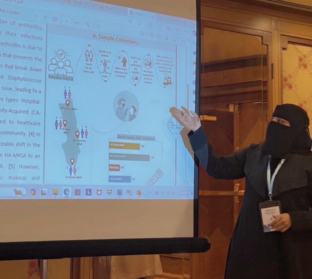 Today, I'm truly proud of myself for confidently presenting my project to an audience despite the challenging circumstances.  Sharing this moment with two of my best colleagues from the <a href="/VIU_kfmrc/">Vaccines & Immunotherapy Unit</a>, who also participated, made it even more special💚

<a href="/Aishah_Ghazwani/">عائشه غزواني</a> 
<a href="/stairswall/">Joud K. Balula</a>