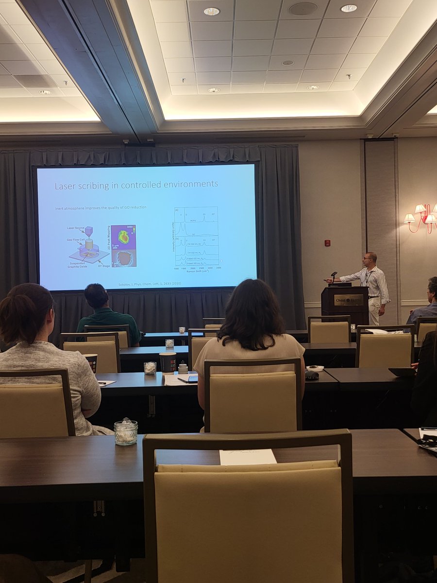 LFSN_group's tweet photo. And here is our Dr Vittorio Scardaci @vs80dub presenting the work on graphene laser scribing in liquids at ANGEL conference in Charlottesville, Virginia https://t.co/DL7A6GttZn