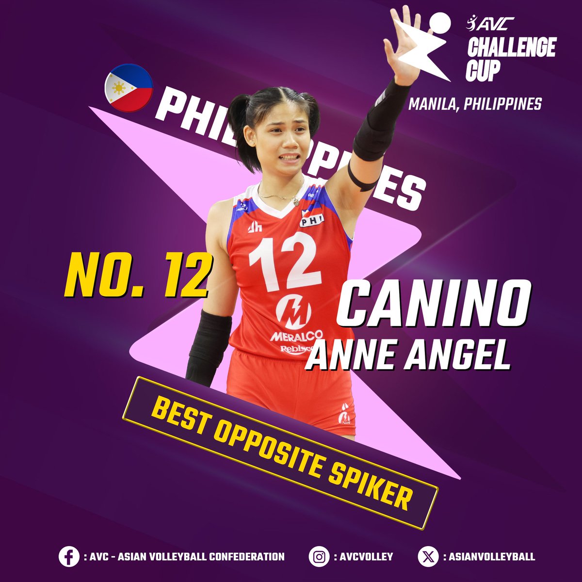 Congratulations to Jia De Guzman and Angel Canino for winning the Best Setter and Best Opposite Spiker Awards!

#AVCChallengeCup #AVCVolley #AVC #AsianVolleyball #ChallengeCup #AVCChallengeCup2024 

📷 AVC