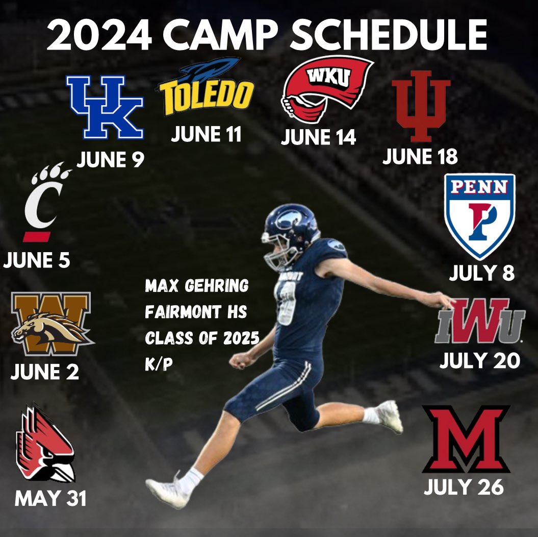 Very excited to be camping at these programs this summer! @CoachGantz @FBFairmont