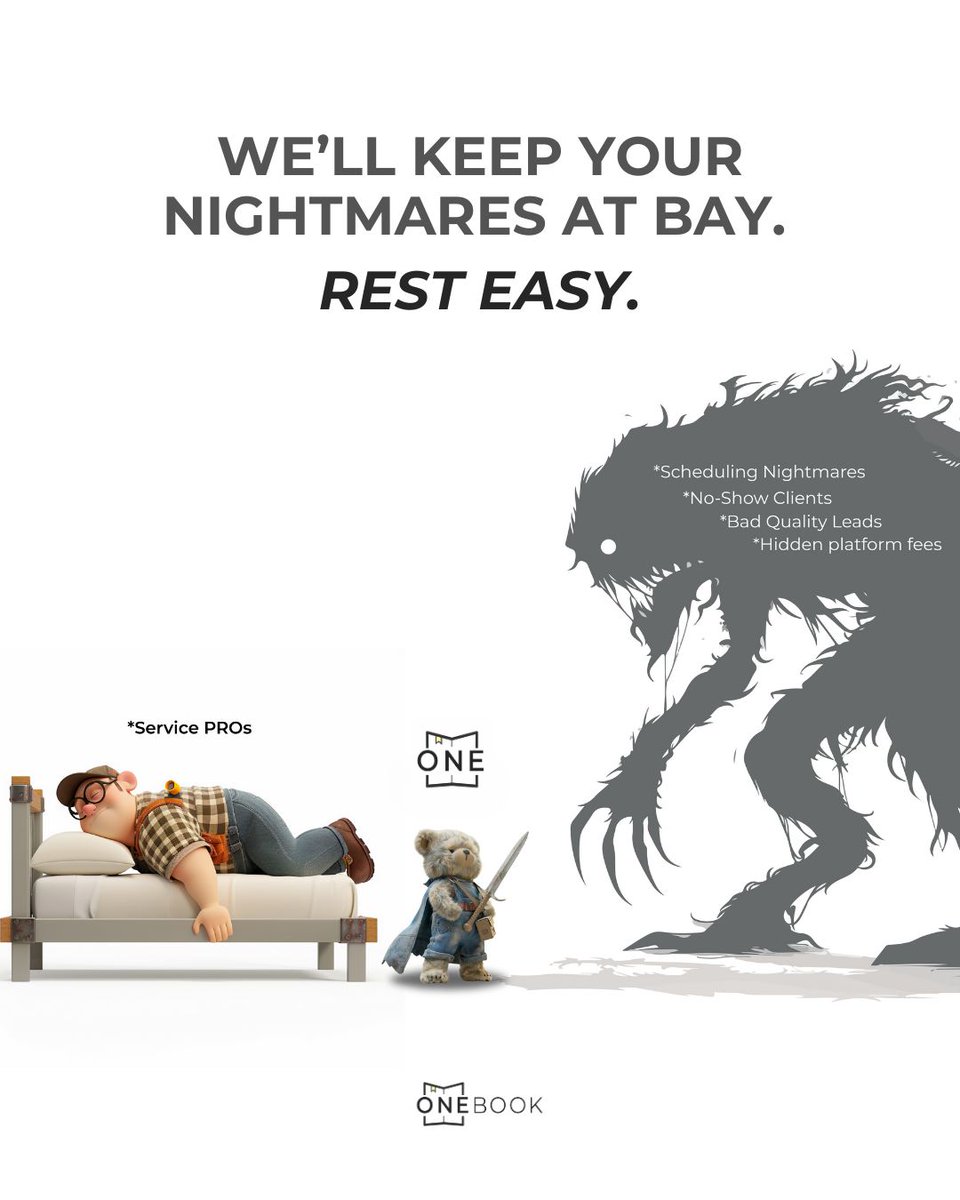 OneBookServices's tweet image. Your nightmares are our warm-up. 
We keep you safe from everything you dread as a service provider, and remain just as comforting as you’d want a #bookingtool to be! 
 
#schedulingtools #services #home #plumber #electrician #cleaner #painter #nightmares #explore