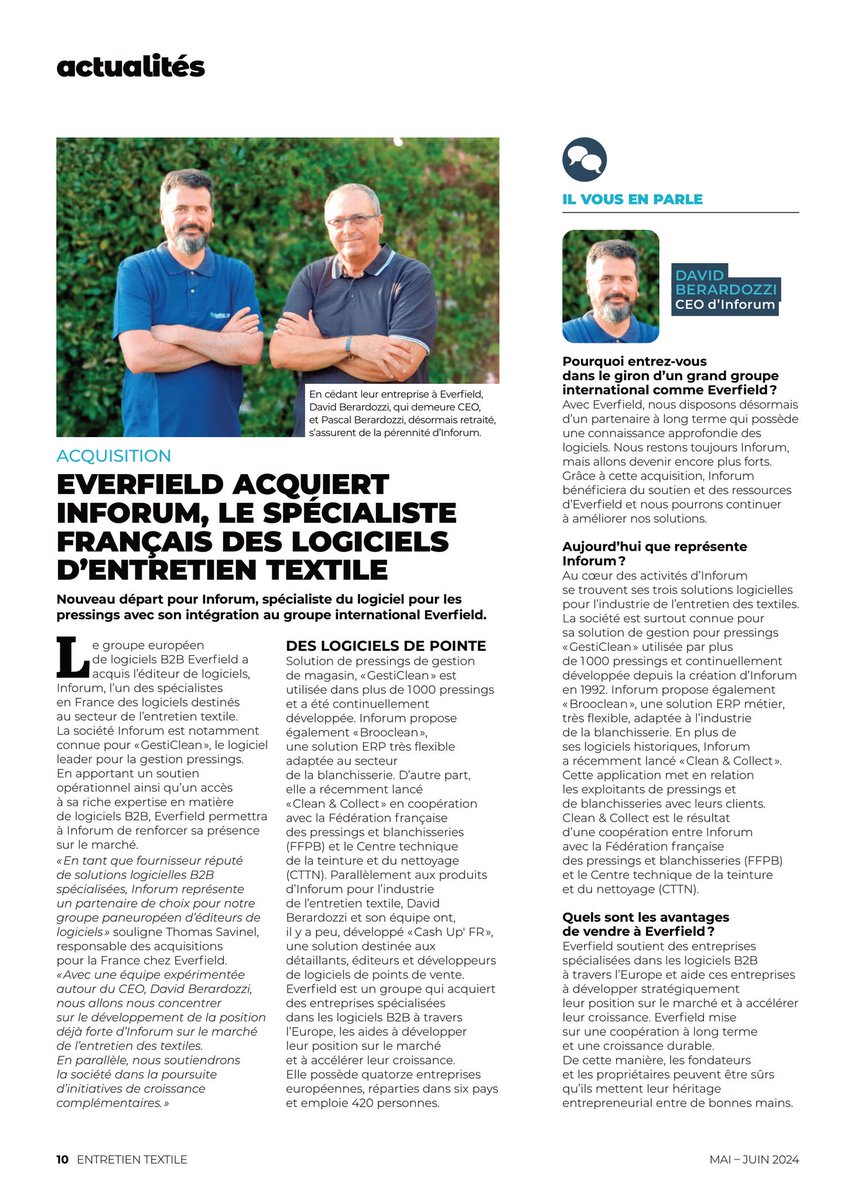 Un bel article paru dans le dernier numéro ENTRETIEN TEXTILE,
merci à Laurence Alemanni pour ce relai d'information 😊

Retrouvez le en page 10 📖
#entretientextile #inforum #gesticlean #brooclean #everfield