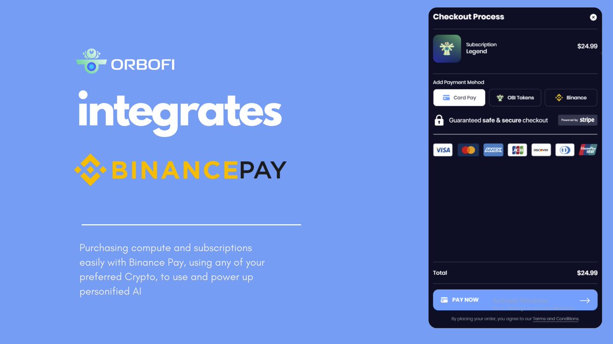 ✅@Orbofi integrates @binance Pay in its AI engine V2.1 You can purchase Compute credits on Orbofi, using #binancepay directly on the app, to utilize and power up your AI models and your personified AI companions