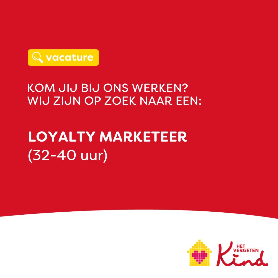 WIJ ZIJN OP ZOEK NAAR EEN LOYALTY MARKETEER 🔎💼
Ben jij een resultaatgerichte en datagedreven marketeer die onze donateurs zó goed kan betrekken dat ze zich maximaal gaan inzetten voor vergeten kinderen? Solliciteer dan snel! Bekijk de volledige vacature bit.ly/4bSdLsM