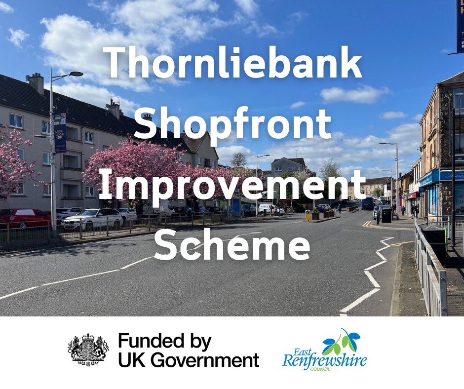 East Renfrewshire (@eastrencouncil) on Twitter photo We’ve launched the Thornliebank Shop Front Improvement Scheme with nearly £200K available for eligible businesses. 
Funded by the UK Government’s Shared Prosperity Fund, the scheme can provide 100% grants of up to £10,000 per shop unit to businesses on Main Street.
#UKSPF We’ve launched the Thornliebank Shop Front Improvement Scheme with nearly £200K available for eligible businesses. 
Funded by the UK Government’s Shared Prosperity Fund, the scheme can provide 100% grants of up to £10,000 per shop unit to businesses on Main Street.
#UKSPF