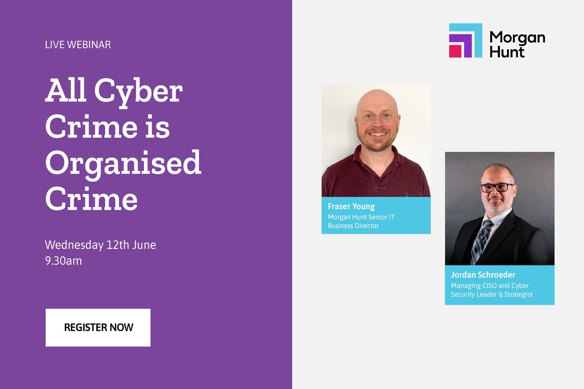 Two weeks to go until our upcoming cybercrime webinar ⏳ All Cyber Crime is Organised Crime 🗓️ Wed 12th Jun 🕤 9.30am Join us and… • Explore the latest cybercrime research • Debunk common misconceptions • Learn tips for protection 👉 Register now: morganhunt.com/pages/all-cybe…
