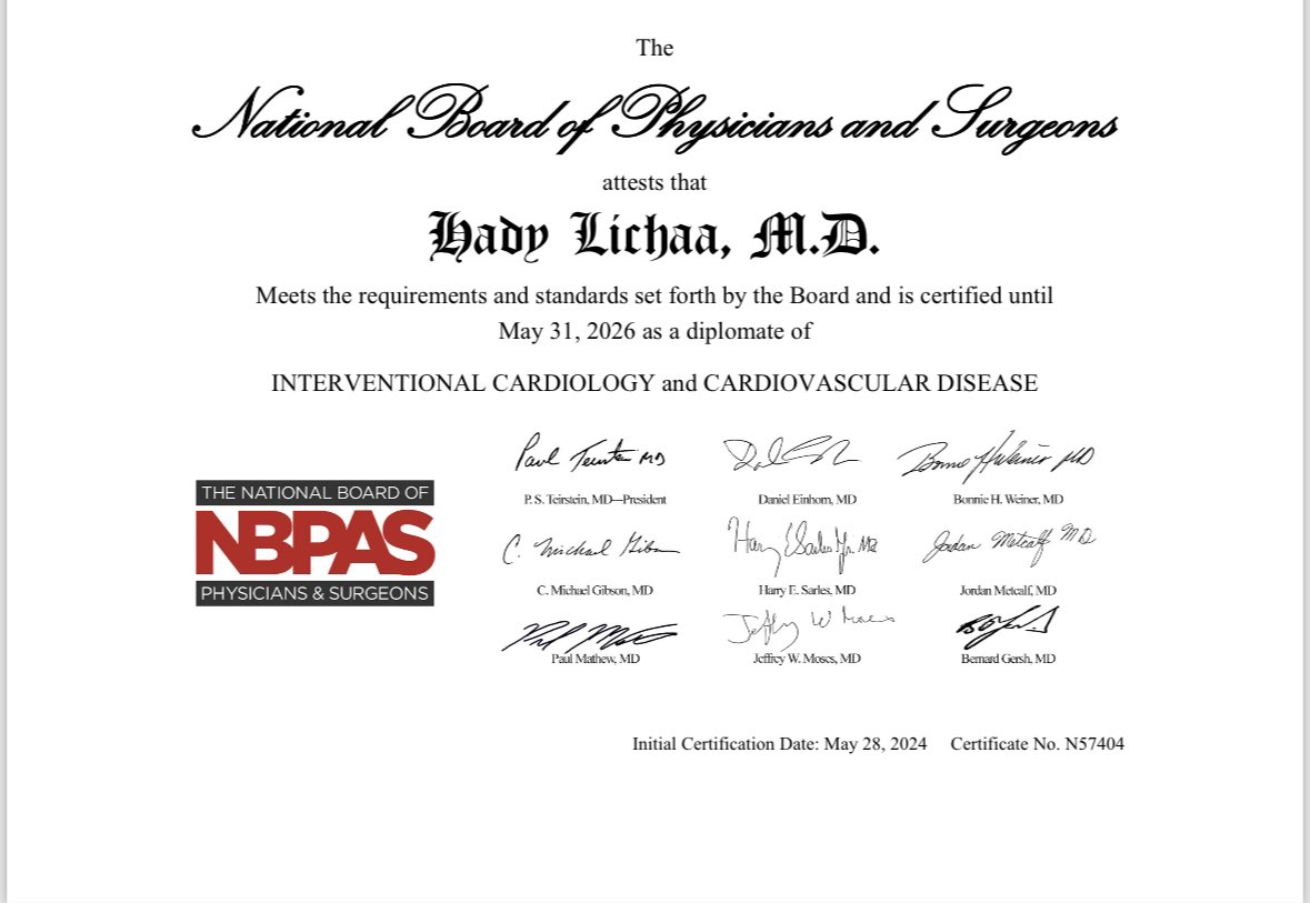 Glad to be #NBPAS certified! Adopt the new standard for #CVcertification by submitting your approved CME No more time away from your precious family. Fair & reasonably priced. No more additional Hassle! @Allison_Dupont @DrAmirKaki @RajTayalMD @FadiSaab17 @AGoldsweig