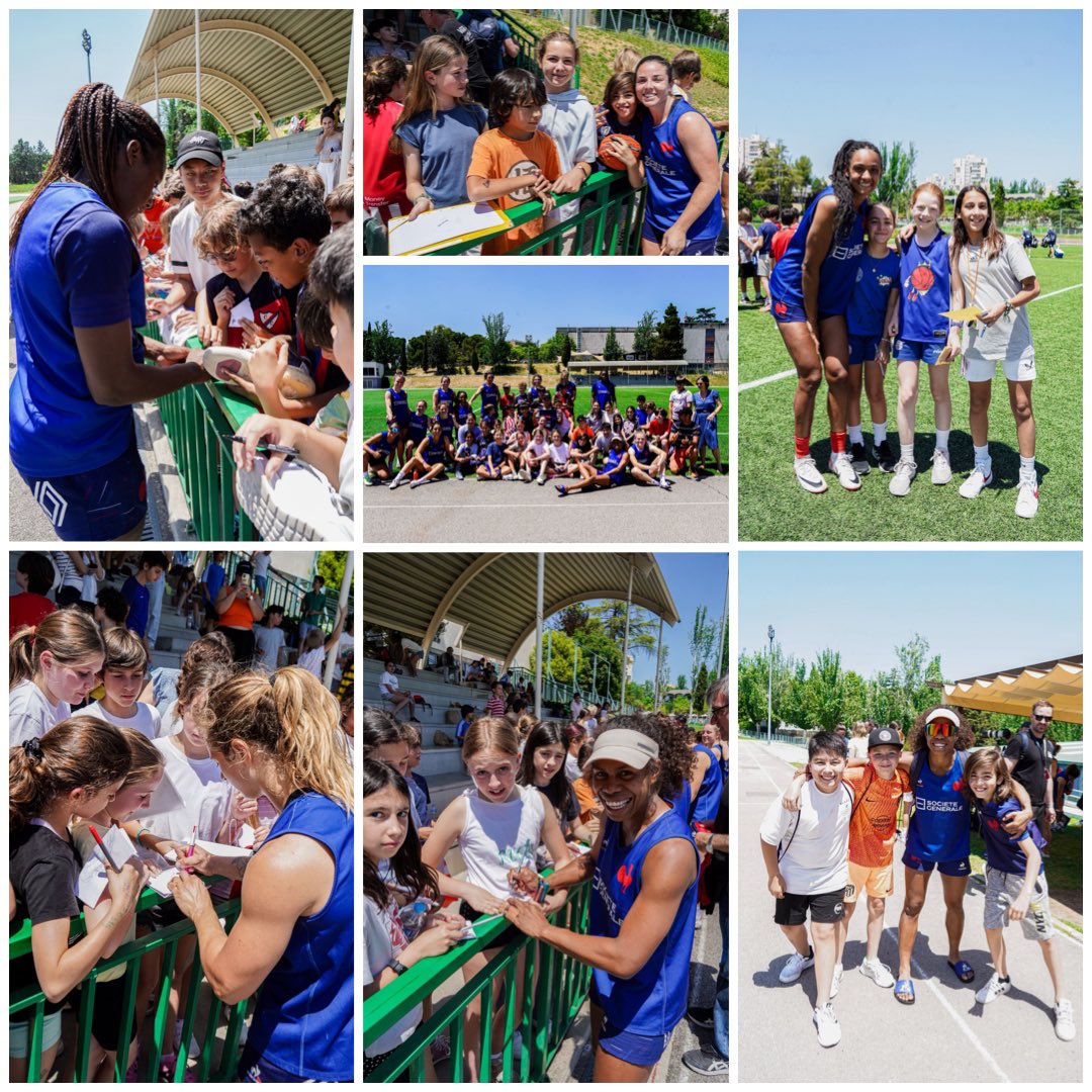 ❤️🙌 𝑼𝒏 𝒎𝒐𝒎𝒆𝒏𝒕 𝒅𝒆 𝒑𝒂𝒓𝒕𝒂𝒈𝒆 Les Bleues de #France7 ont pu échanger sur leur pratique et passer un moment convivial après l’entraînement avec les élèves du @liceo ! 😘 #France7 #HSBCSVNSMAD