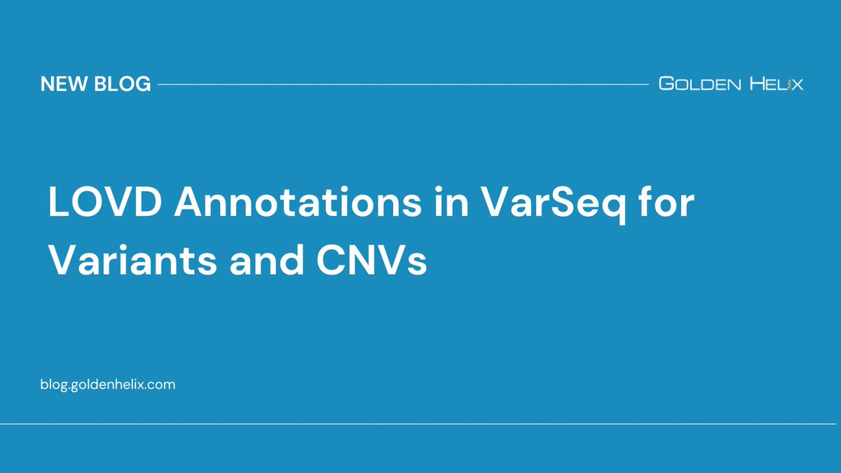 Exciting News! We are thrilled to announce that LOVD annotations are now available in VarSeq for both variants and CNVs!

Read the full blog here: bit.ly/3KkvAFd 

#Genomics #Bioinformatics #LOVD #VarSeq #GoldenHelix #GeneticResearch