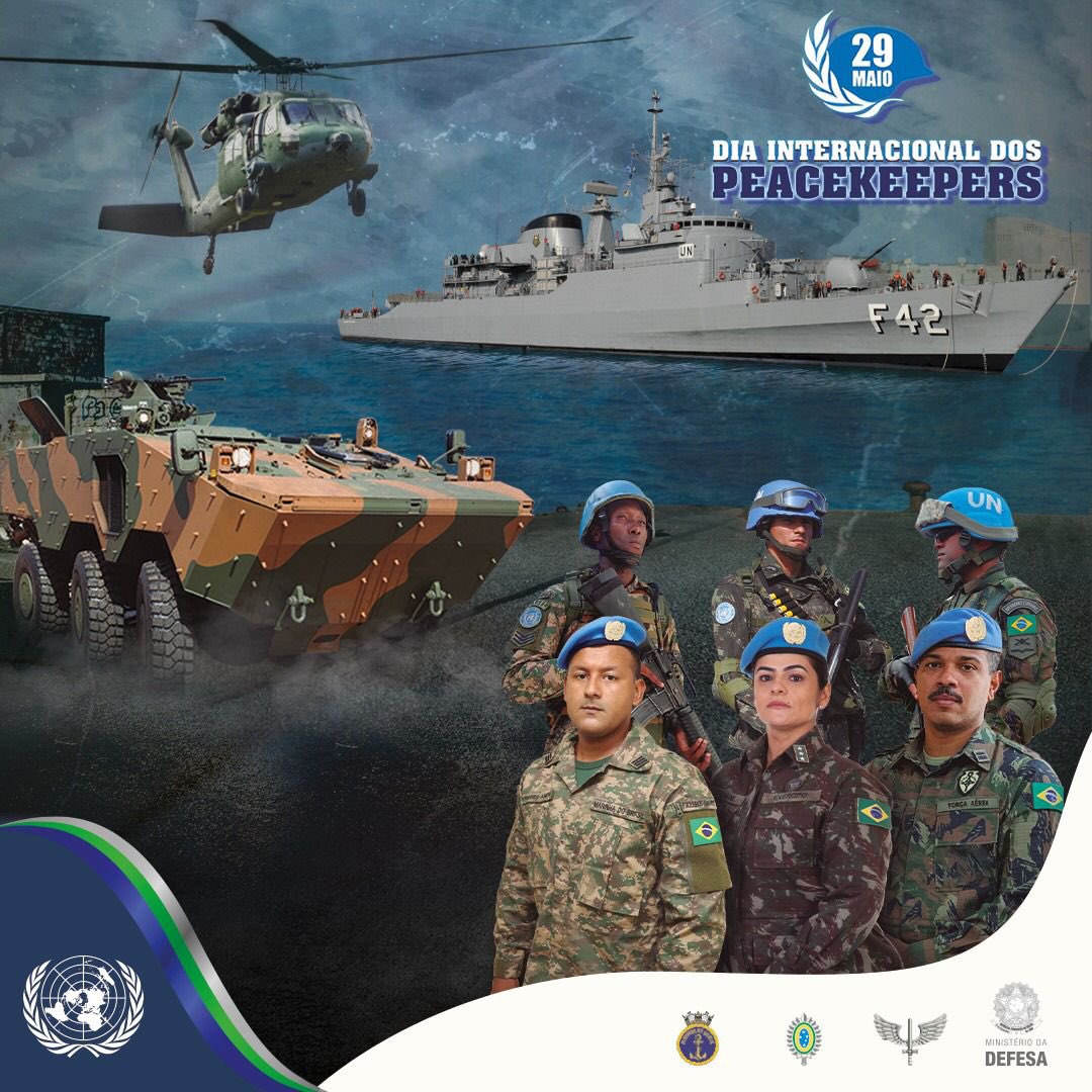 29 de maio | Dia Internacional dos Mantenedores da Paz (Peacekeepers) das Nações Unidas Hoje homenageamos os “Capacetes Azuis” ou “Soldados da Paz”, que tem como compromisso atuar em missões para a manutenção da paz nas regiões em situação de conflito. A data foi instituíta