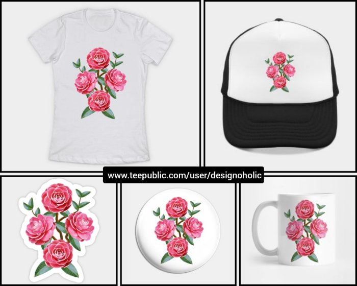 #watercolor #camellia #art available on my #teepublic store teepublic.com/t-shirt/609437… #tshirt #tshirts #hat #cap #stickers #pin #mug #floral #flowers @teepublic #art #giftideas #coffeemug
