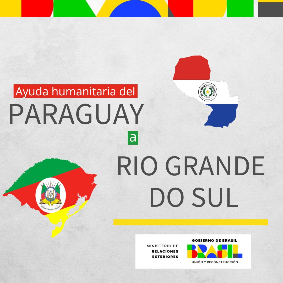 🇧🇷 agradece al Paraguay 🇵🇾 la donación de 314 toneladas de ayuda humanitaria enviada a los afectados por las inundaciones en Rio Grande do Sul. Las donaciones llegarán hoy al Estado. @ABCgovBr @mreparaguay