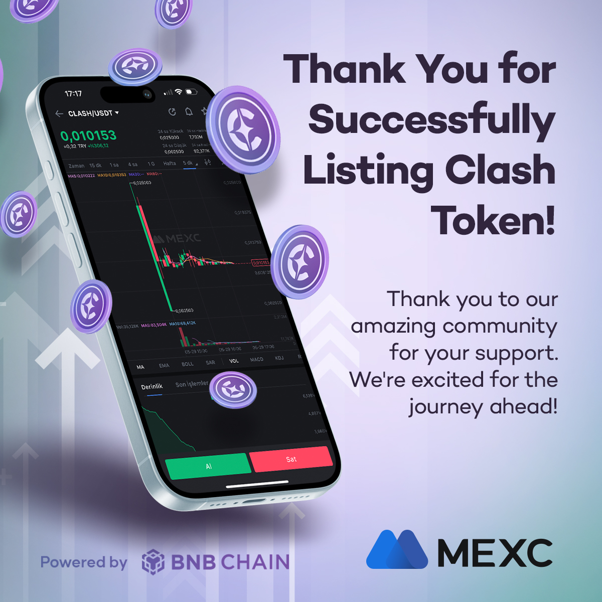 Thank You for Successfully Listing of Clash Token!

Thank you to our amazing community for your support. We're excited for the journey ahead!

Trade on <a href="/MEXC_Official/">MEXC</a>
mexc.com/tr-TR/exchange…

#ClashToken #Crypto #Clashub #NewListing