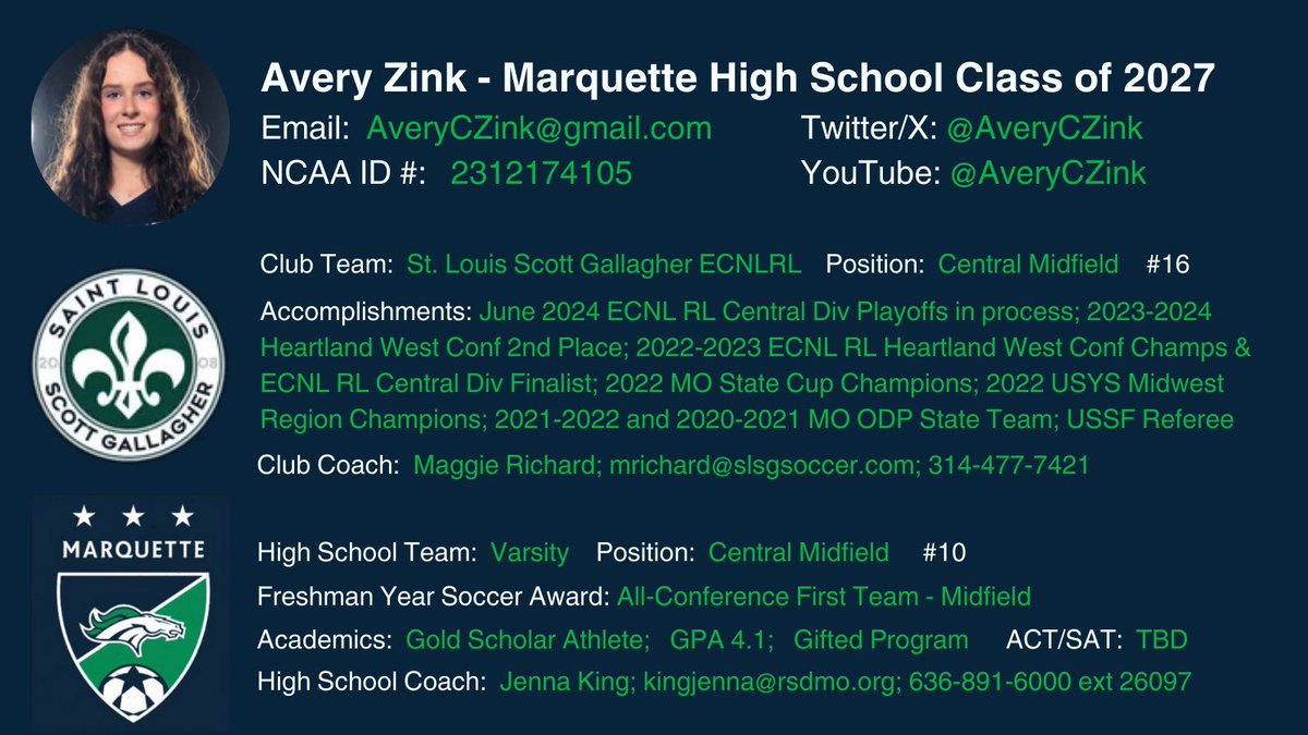 I enjoyed my first high school season and was named to the First Team All Conference for Suburban Yellow Conference!! Looking forward to the June ECNL RL Central Division Playoffs with my club team. Let’s go!