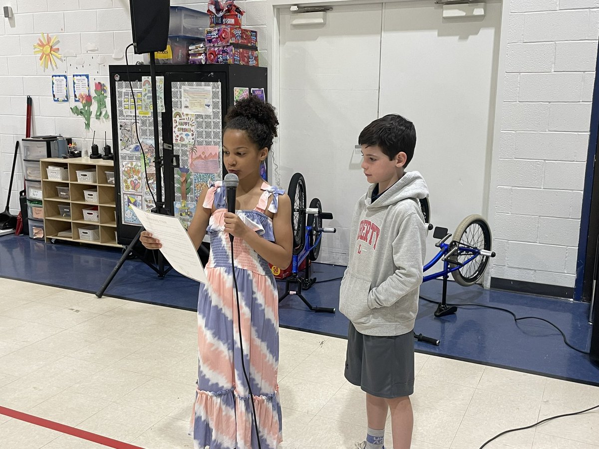 Liberty_D135's tweet photo. Our Principal Madison &amp; Assistant Principal John for the day are having a busy morning from writing staff positive post-its to introducing our assemblies with @mattwilhelmbmx! #osd135 #libpride https://t.co/KfL532cz5k