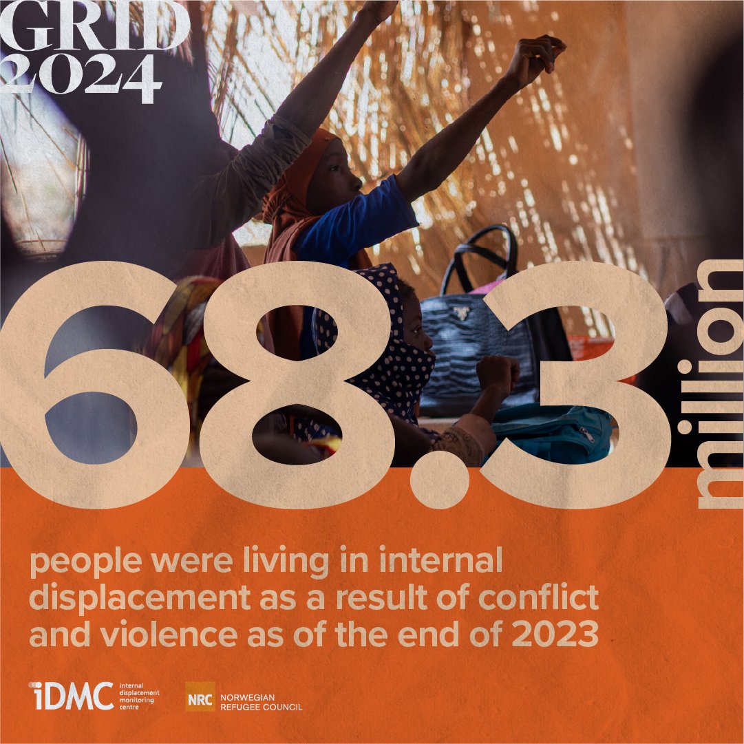 🟠Sudan
🟠Syria
🟠DRCongo
🟠Colombia
🟠Yemen

Nearly half of all people internally displaced by conflict and violence live in just 5⃣ countries. Conflict and its aftereffects keep millions from rebuilding their lives, often for years.

More in #GRID2024👇
bit.ly/3QIX4rJ
