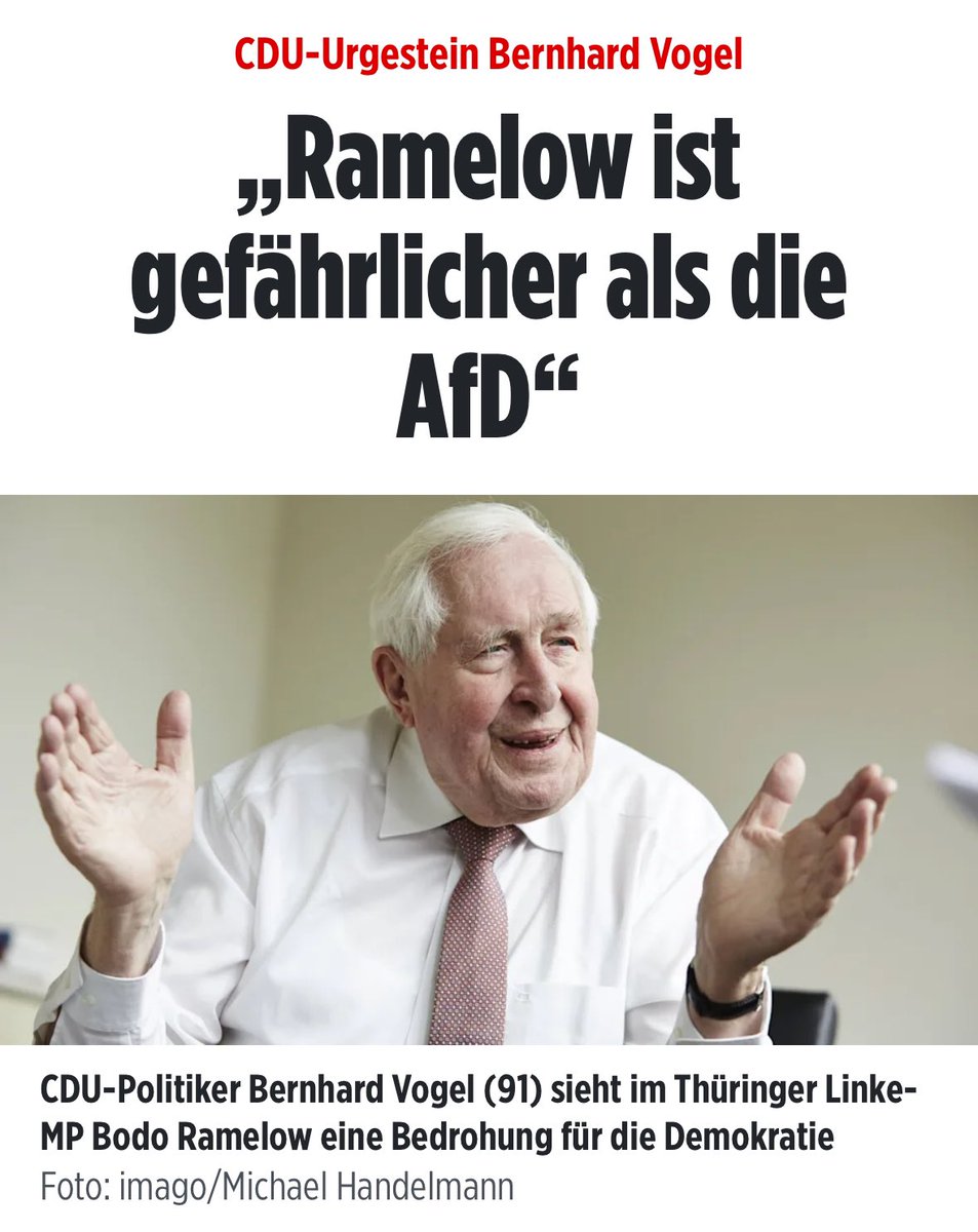 Vorsicht vorm gefährlichen @bodoramelow! Beitragsfreie Kindergärten, Bildungsurlaub, Agathe-Programm - all das macht Bayern und Sachsen immer neidischer auf uns. Noch fünf Jahre #r2g und unsere Nachbarn überrennen uns. Bernhard Vogel warnt völlig zurecht!