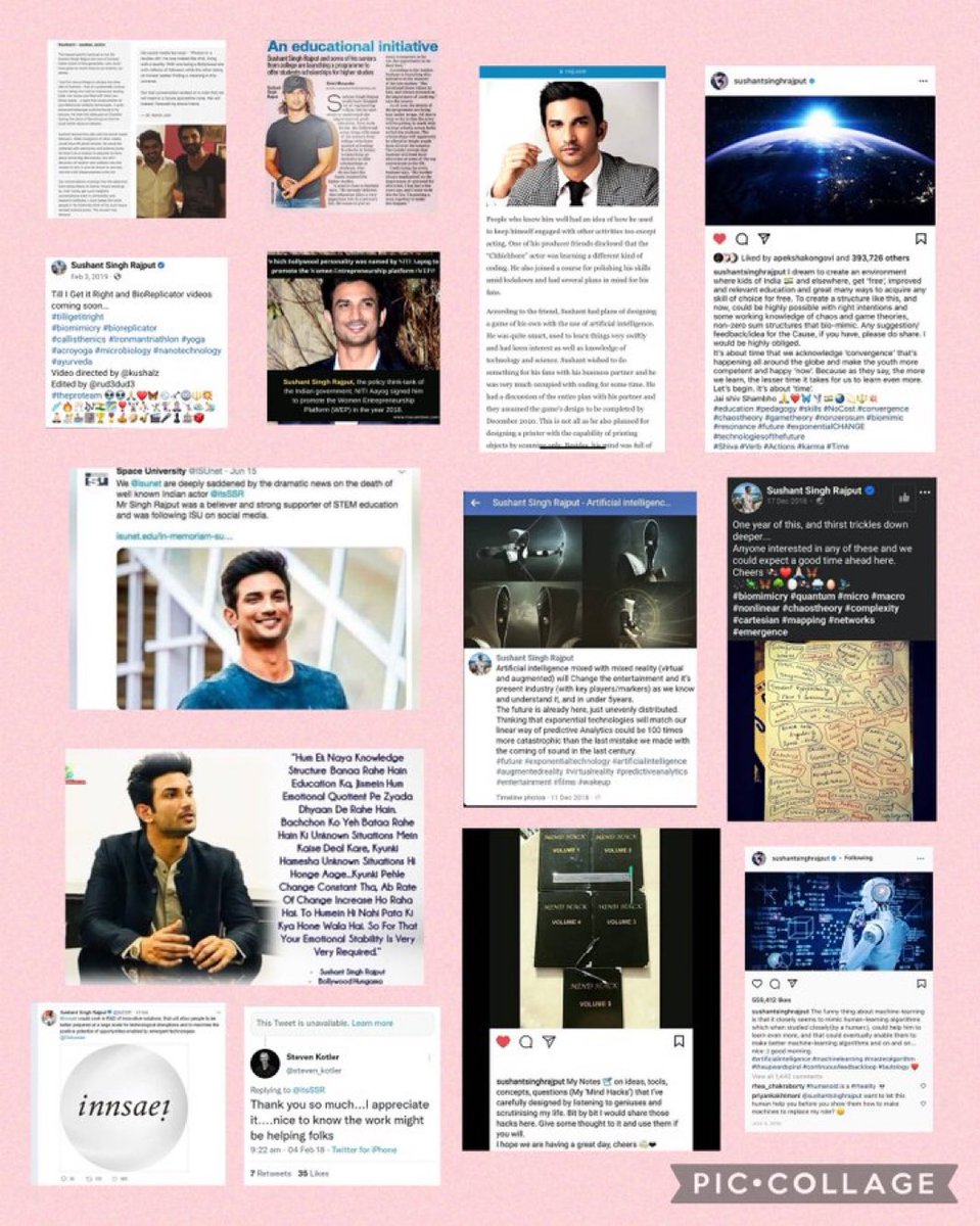 .@itsSSR had a range of knowledge - space, acting,technology, cricket, badminton, vedas,women empowerment, education 4 kids,AI, Physics,Music & more He hd cogent plan to revamp education system-wud hv brought a colossal change 4 good Genius Sushant Singh Rajput #BoycottBollywood