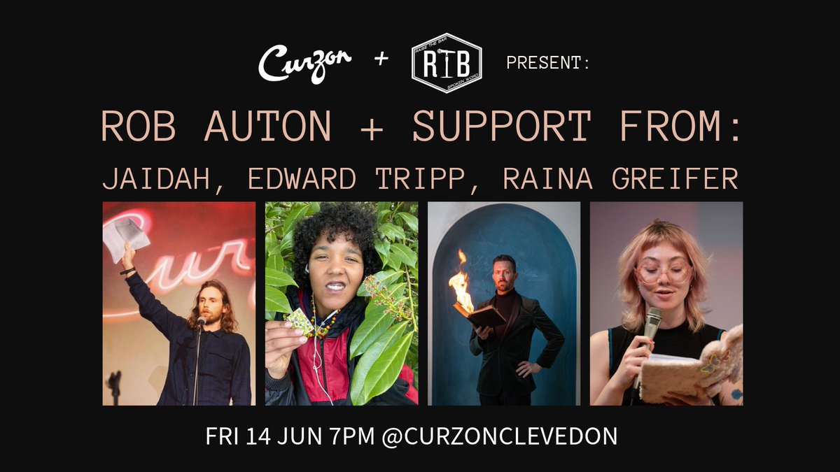 Raise the Bar (@rtbspokenword) on Twitter photo We're coming back to <a href="/CurzonClevedon/">Curzon Cinema & Arts</a> 💥 the masterful <a href="/RobertAuton/">Rob Auton</a> will be joined by some of the South West's finest emerging talent including Jaidah, Edward Tripp and <a href="/rainaaagreifer/">Raina please come to my show manic @ various times</a>: curzon.org.uk/film/raise-the… We're coming back to <a href="/CurzonClevedon/">Curzon Cinema & Arts</a> 💥 the masterful <a href="/RobertAuton/">Rob Auton</a> will be joined by some of the South West's finest emerging talent including Jaidah, Edward Tripp and <a href="/rainaaagreifer/">Raina please come to my show manic @ various times</a>: curzon.org.uk/film/raise-the…