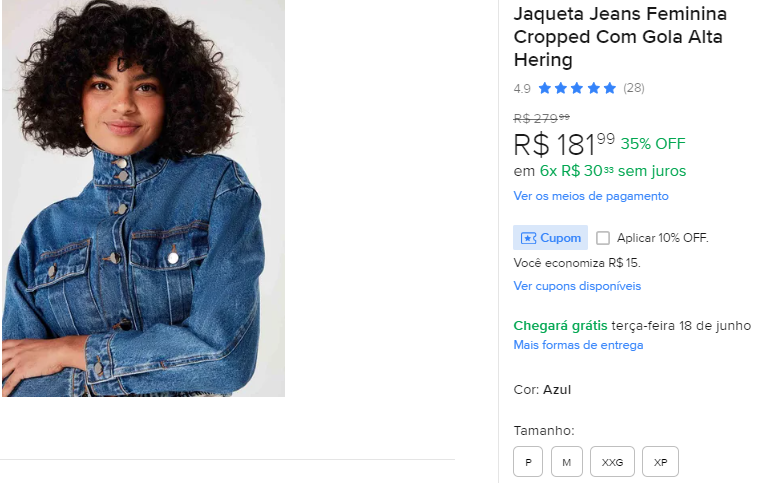 CasinhaViva's tweet photo. Jaqueta Jeans Feminina Cropped Com Gola Alta Hering
💵 | R$181,99 | 35% OFF
💳 | 6x de R$30,33 sem juros + Cupom de 20,00 com PRAVC20
🚛 | Frete Grátis
🛍️ | Compre no ML:
🔗 | https://t.co/xrexRyROSF
#ondecompro #comocomprar #comocompro #promoção #oferta https://t.co/jqpfmZkiRz