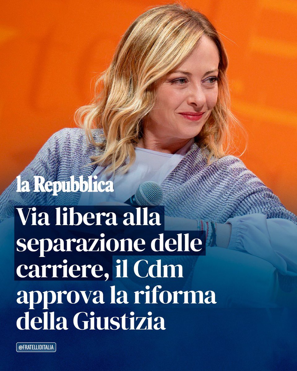 🔵 Un altro impegno rispettato per rendere più giusta ed equa l’Italia. L’8 e il 9 giugno scrivi Giorgia per non tornare indietro.