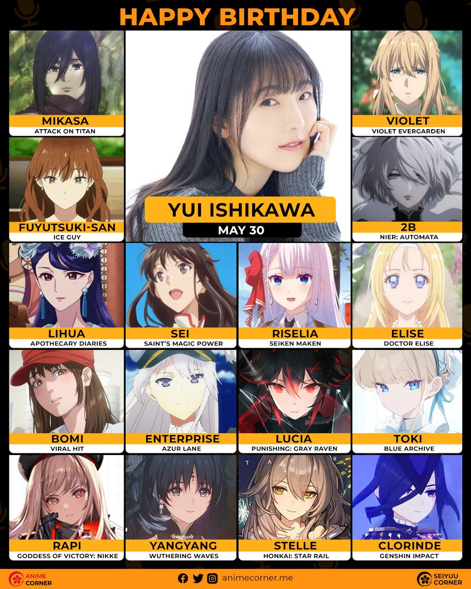 seiyuucorner's tweet photo. Happy 35th birthday Yui Ishikawa! 🎂

Join us in wishing Yuisshi all the best @YUI_STAFF

#YuiIshikawa #石川由依 https://t.co/87A26eTMzi