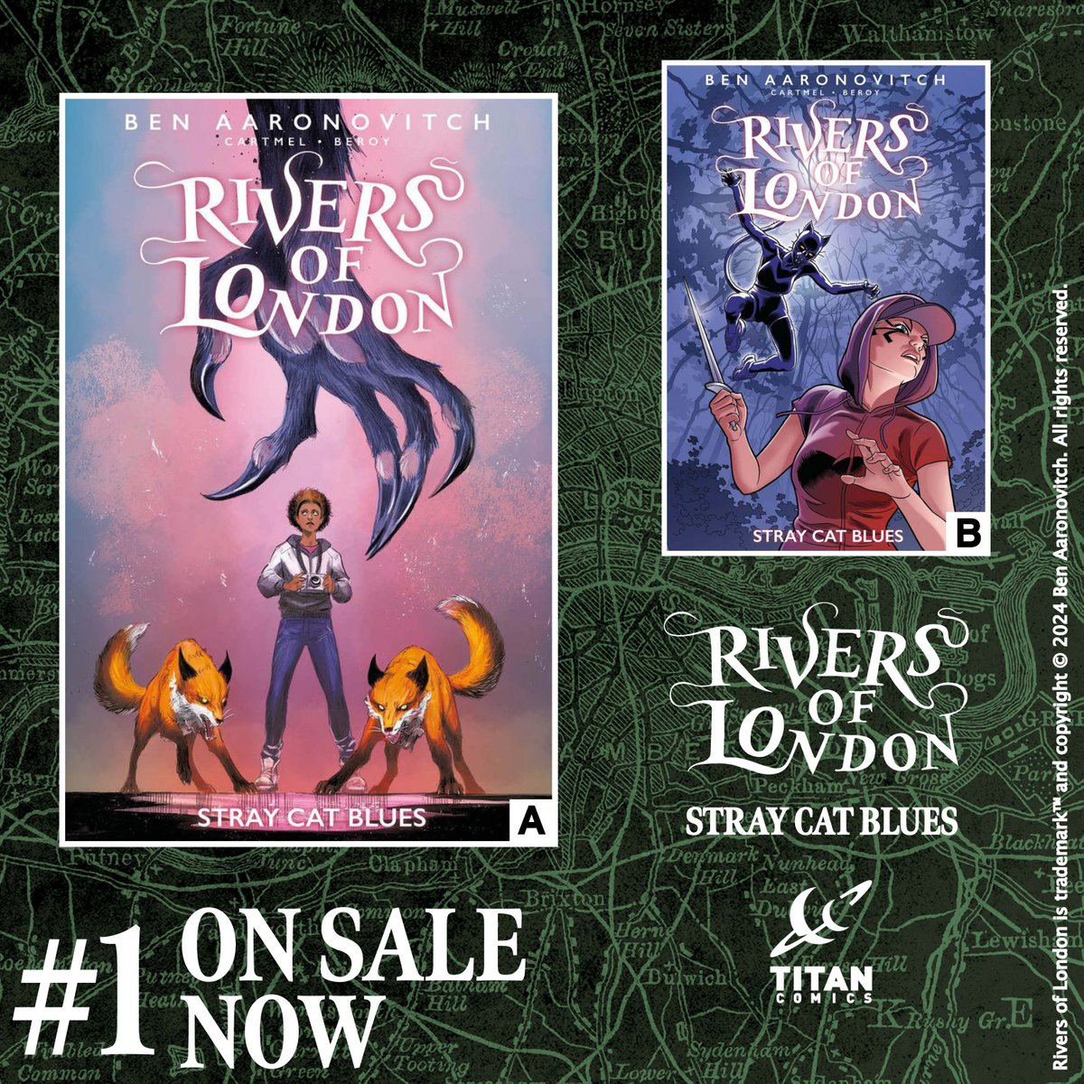 #RiversOfLondon STRAY CAT BLUES #1 is out today!

Old frenemies become allies in the latest Rivers of London saga!

(W) @andrewcartmel & @Ben_Aaronovitch
(A) @beroy_JM

Cover A by @AbzJHarding & Cover B by @beroy_JM