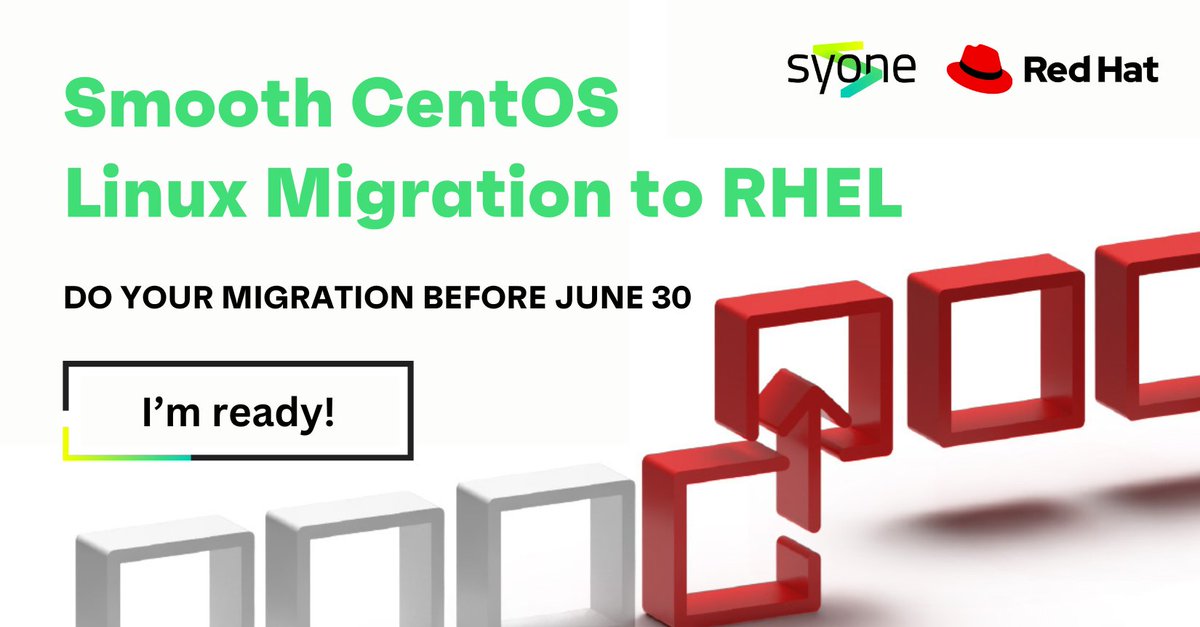 LifeAtSyone's tweet photo. On June 30, CentOS Linux 7 will reach EOL. If you're using it, it's time to plan your smooth migration to RHEL with our help. Organizations running CentOS Linux must migrate to a new OS to continue receiving updates, security patches, and new features: https://t.co/v78gabinRF https://t.co/ZQZSMMG9oo