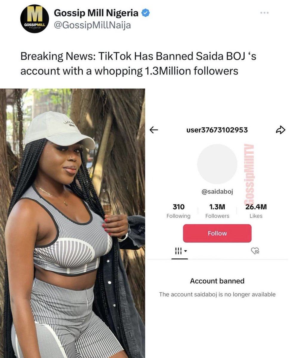 Just hours after getting her Tik Tok account banned, Saida Boj’s Instagram account has also been banned!

Are you happy or sad?🥴