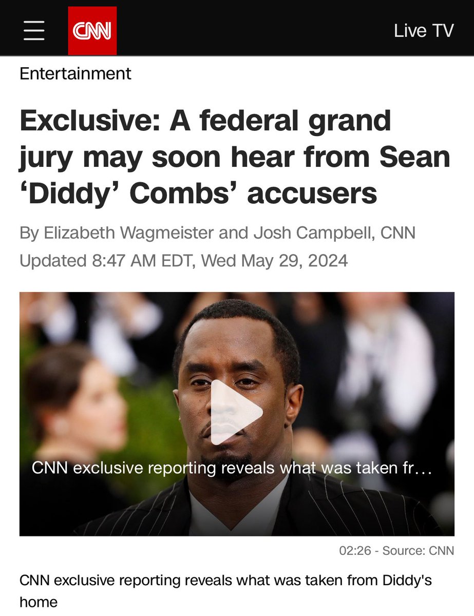 Breaking: Federal investigators are preparing to bring accusers of Sean “Diddy” Combs before a federal grand jury, signaling the US Justice Department is moving toward potentially seeking an indictment of Combs, according to CNN. Investigators have notified potential witnesses