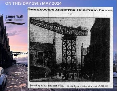 On this day 107 years ago the @jwdmarina titan crane went into operation. Able to lift 150 tonnes and was built in 1917 by Sir William Arrol & Co for the Greenock Harbour Trust.  It is no longer operational. The crane was A-listed status in April 1989 🏗