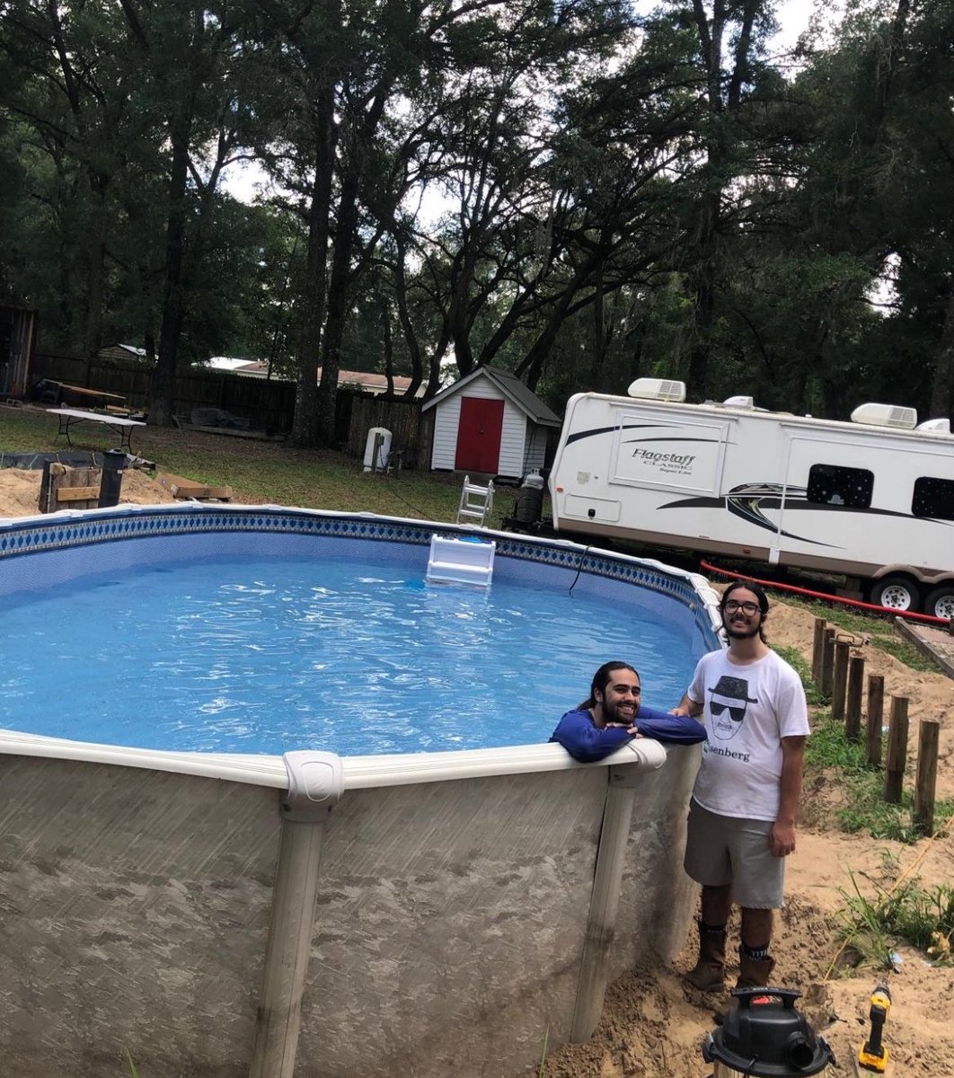 This pool was completely destroyed since we were in NC away from home for so long. I want to thank hubby and the kids for working so hard to get it ready again. Deck coming soon. I really appreciate you guys! Thanks again ❤️ 🙏 #pool #florida #fl #summer #thankyou #hardwork