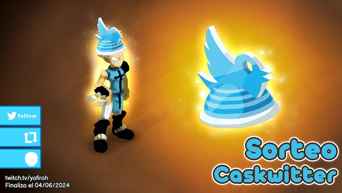 🐦¡Consigue un Caskwitter para #dofus!   
➡️Follow <a href="/ChacoCircus/">ChacoCircus</a> &amp; <a href="/ES_DOFUS/">DOFUS ES</a>
🔁RT este tweet
🚻Etiqueta a 2 amigos   
El ganador se anunciará el 04/06 a través de twitch.tv/yafirah