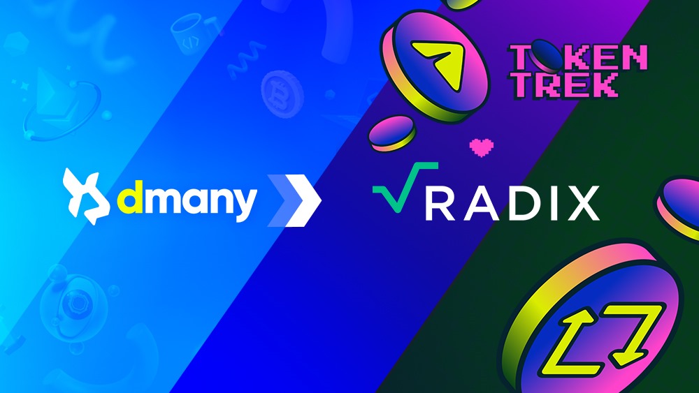 🚨 In 1,5 hours at 18:30 CET 🤗 Join Dmany X @radixdlt for Twitter Space! Where? x.com/i/spaces/1mrxm… In today's Radix Twitter space, explore our partnership with @radixdlt , tokentrek.io, community engagement platform for Radix Ecosystem powered by Dmany