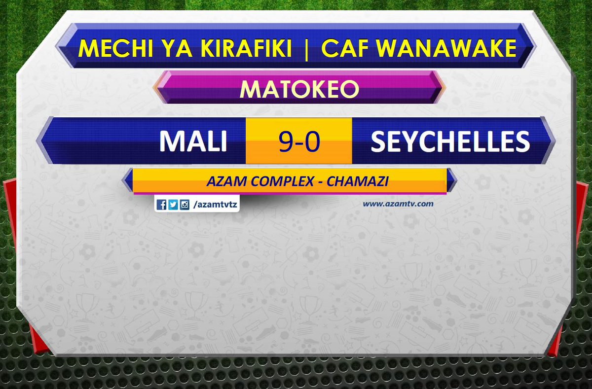 azamtvtz's tweet photo. #MechiYaKirafiki Ushelisheli wamekula ‘kirungu’, kwa mujibu wa Pascal Kabombe alikuwa akitangaza mechi hii…
FT: Mali 9-0 Sychelles
Inafuata Tanzania vs Sudan Kusin saa 1:00 usiku LIVE #AzamSports1HD
#FriendlyMatch #Mali #Sychelles #Ushelisheli #CAFWomen https://t.co/Okvo2FH17l