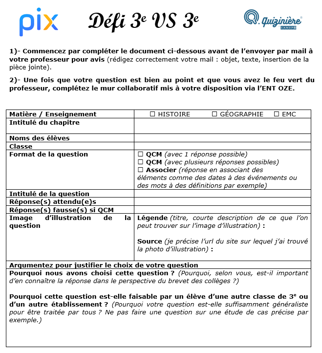 HG_acVersailles's tweet photo. TraAM 23-24 : Les jeux sérieux
💡Scénario 3 Réviser le programme de #3e en élaborant un défi-quiz entre classes
💻Outils numériques : #Digipad #Quiziniere
➡️https://t.co/XshcLtwPQR
#TraAM #CRCN #ludification https://t.co/fFiHzZZBIG