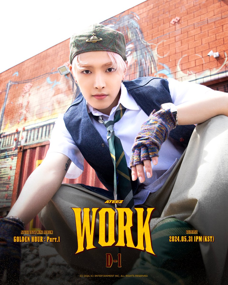 [📷] ATEEZ(에이티즈) GOLDEN HOUR : Part.1 'WORK' D-1 Poster ⠀ #HONGJOONG #홍중 ⠀ 2024. 05. 31 1PM RELEASE ⠀ #ATEEZ #에이티즈 #GOLDENHOUR #GOLDENHOUR_Part1 #WORK