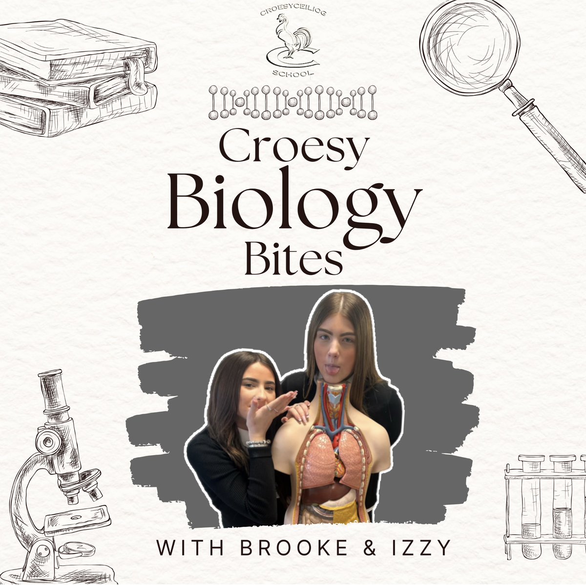 Croesy Biology Bites is a revision podcast hosted by Brooke &amp; Izzy. 
A great supplement to the existing revision materials available for the Biology (Double Award) exam that is on the 10th June. 
Check Classcharts announcements to access all 9 episodes. 

<a href="/croesyschool/">Croesyceiliog School</a>