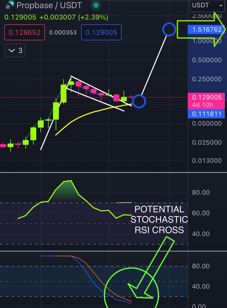 If you hold $PROPS, you need to know this

Once we get a Stochastic RSI cross on the weekly

The EXPLOSION 💥 to $1.50 which is the target of this bullflag on the weekly chart BEGINS! 

Accumulation time is NOW‼️
