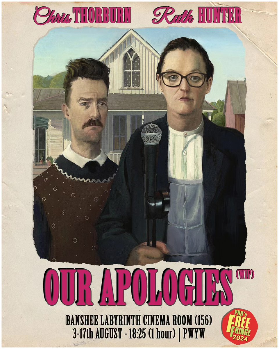 CBThorburn's tweet image. It's with a heavy heart that @edfringe promo has begun.

Thrilled to be bringing CINEMAN back for a Director's Cut run with the wonderful @StandComedyClub 
tickets.edfringe.com/whats-on/chris…

And for 2 weeks I'll be doing a fun double-bill with my nemesis @ruthokhunter at @B_Labyrinth