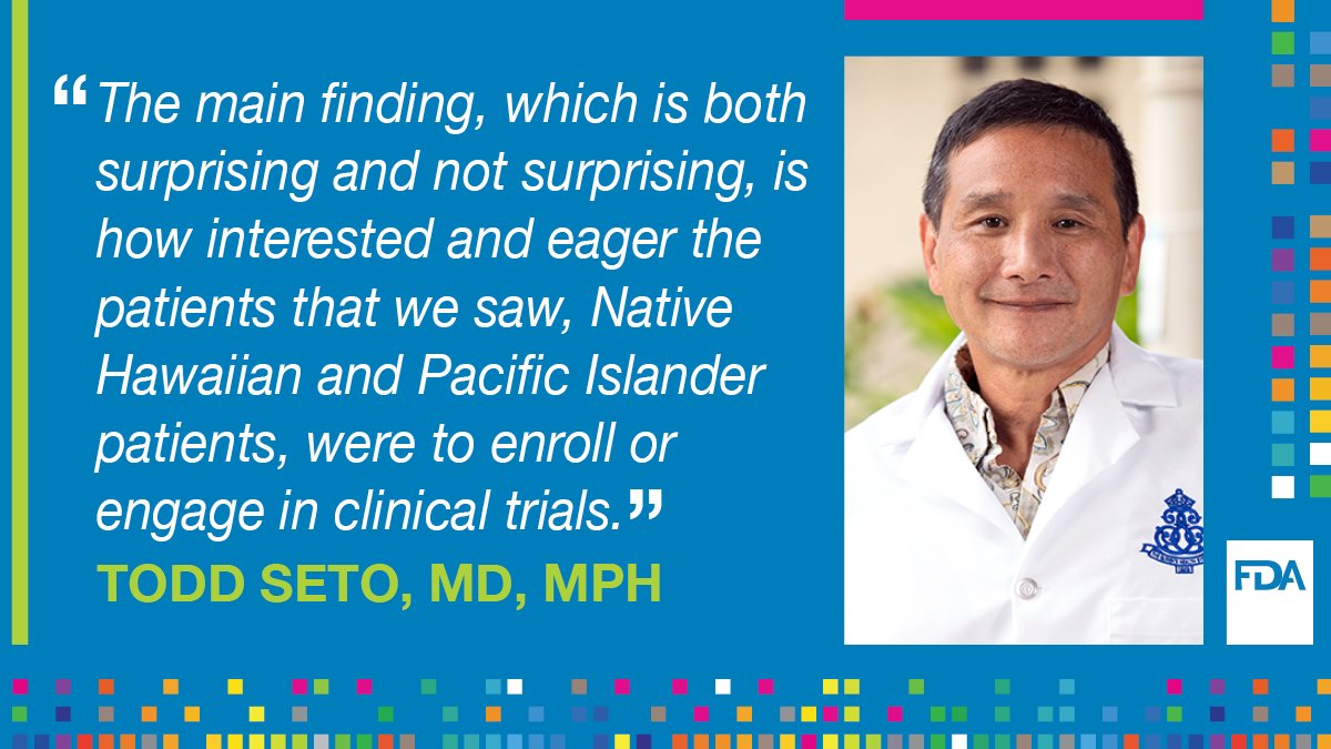 🎧 Listen to the newest episode of the Health Equity Forum Podcast, “Engaging Native Hawaiian Communities in Clinical Trials.” Featuring Dr. Seto and Dr. Taira: fda.gov/consumers/heal… #AANHPIHM #ClinicalTrials