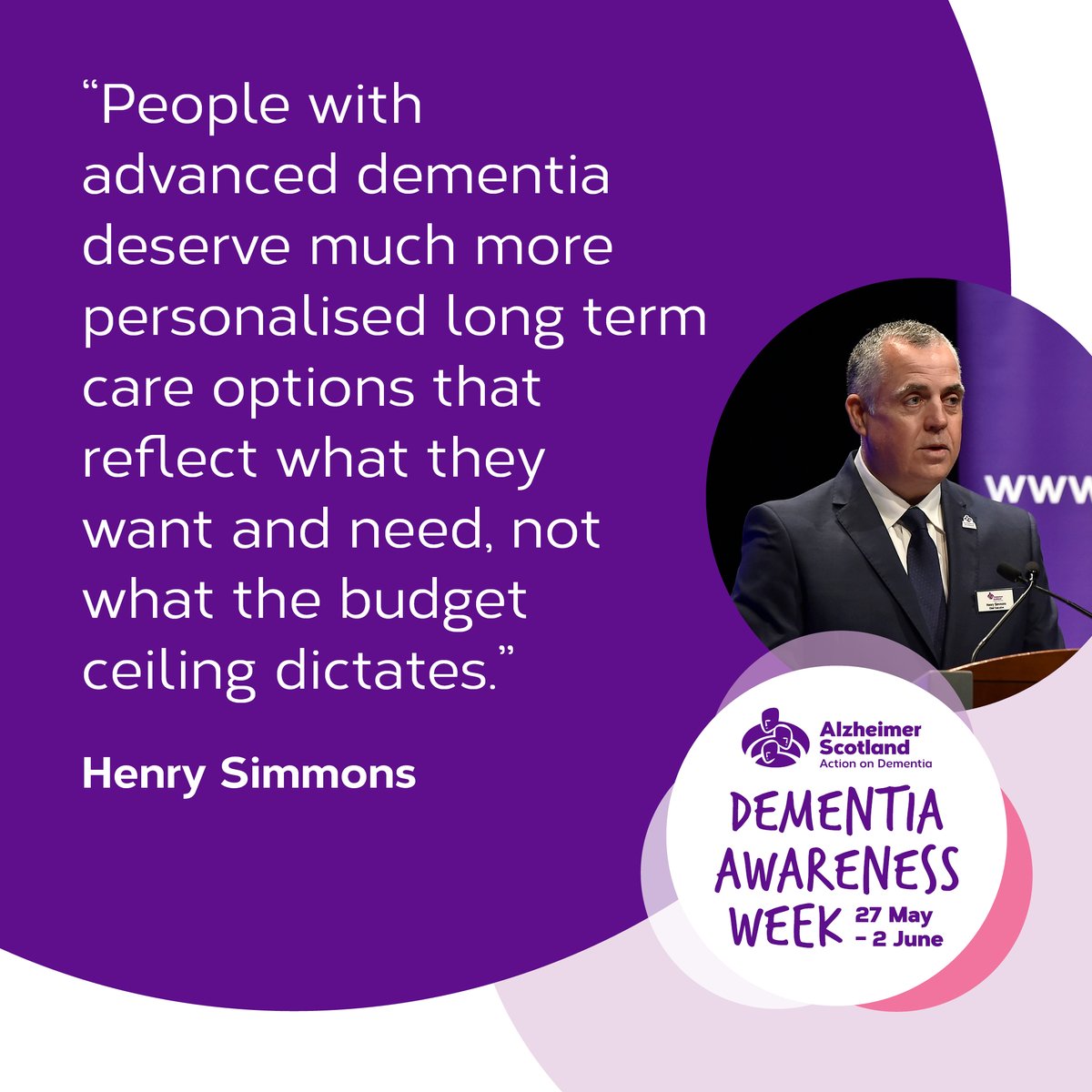 The reliance that we have on one model of residential care must be challenged. We need to listen to the voices of people living with dementia now, engage local communities and ensure that we build high quality long term care services across Scotland.

#DAW24 #FairDementiaCare
