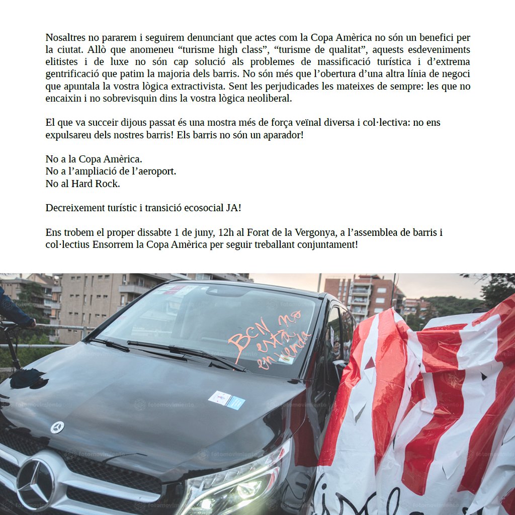 LV: L de lluita veïnal ✊🏽 V de violència policial🛑

Les veïnes juntes en protesta!! 
Tenim molt a dir👉🏽 Comunicat conjunt del passat 23 de maig contra la privatitzacio del Parc Güell !

Aquest dissabte 1J, seguim !
#BarcelonaNoEstàEnVenta
#BoicotLouisVuitton
#NoALaCopaAmèrica