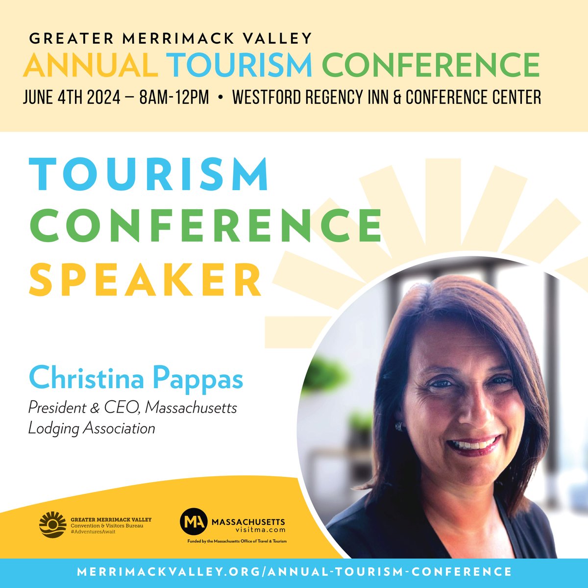 🌟 Spotlight on Christina Pappas! 🌟 We are thrilled to feature Christina Pappas, President & CEO of the Massachusetts Lodging Association, as a speaker at the 2024 Annual Tourism Conference. merrimackvalley.org/annual-tourism… #MerrimackValley #VisitMA