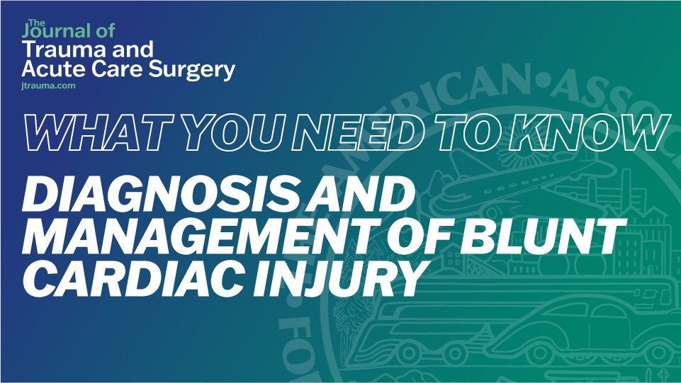 ❇️What You Need to Know❇️

This is a review article addressing the diagnosis and management of blunt cardiac injury

#JoTACS #TraumaSurg #SurgTwitter #MedEd #SoMe4Surgery #MedTwitter #MedStudent

journals.lww.com/jtrauma/fullte…