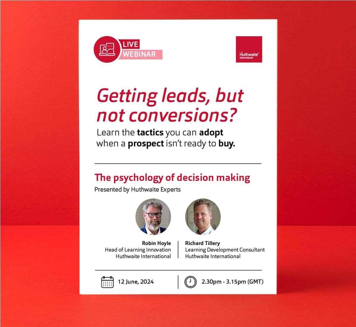WEBINAR: The Psychology of Decision-Making, 12 June, 2.30PM (GMT)

You'll learn:
🌟 How to evaluate your customer needs as they evolve
🌟 How to quickly identify unresolved customer concerns
🌟 How to avoid sales concessions

Register now: hubs.ly/Q02yRcP80