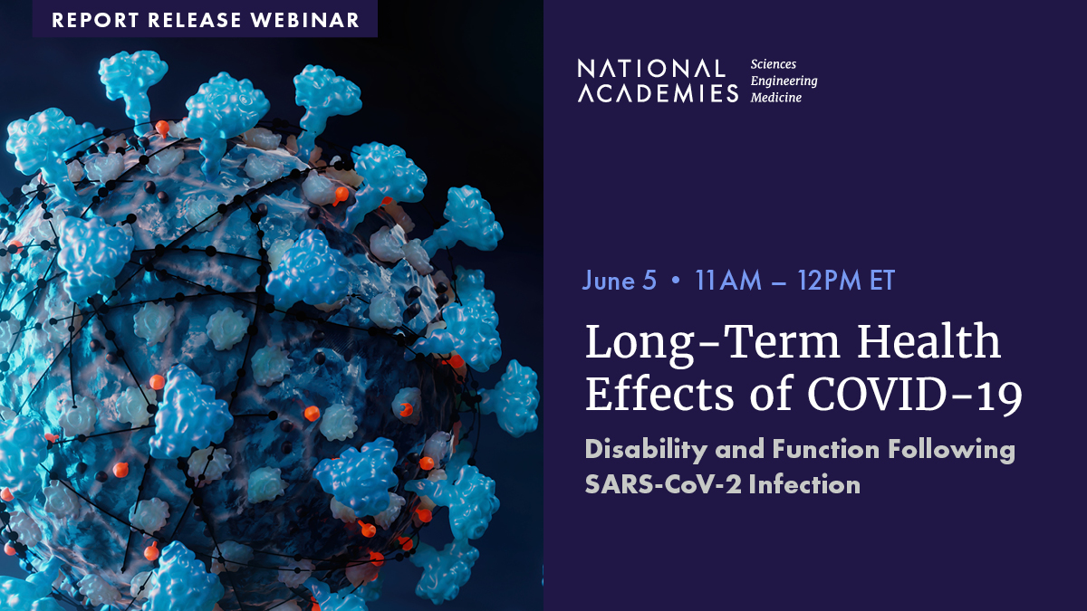 Join us on 6/5 for the release of a new report examining the state of diagnosis, treatment, and prognosis of long-term health effects related to #LongCOVID. Register here: ow.ly/x1Or50RPB2R #COVID19